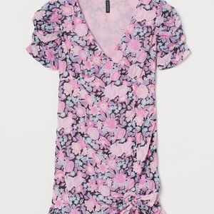 NWT H&M DIVIDED FLORAL PINK DRESS L